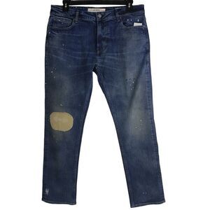GUESS Men's Jeans Size 36 Eco Angeles Skinny Slim Fit Patch Paint Splatter